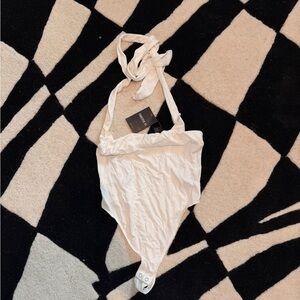 Forever 21- White One-Piece Halter Bodysuit